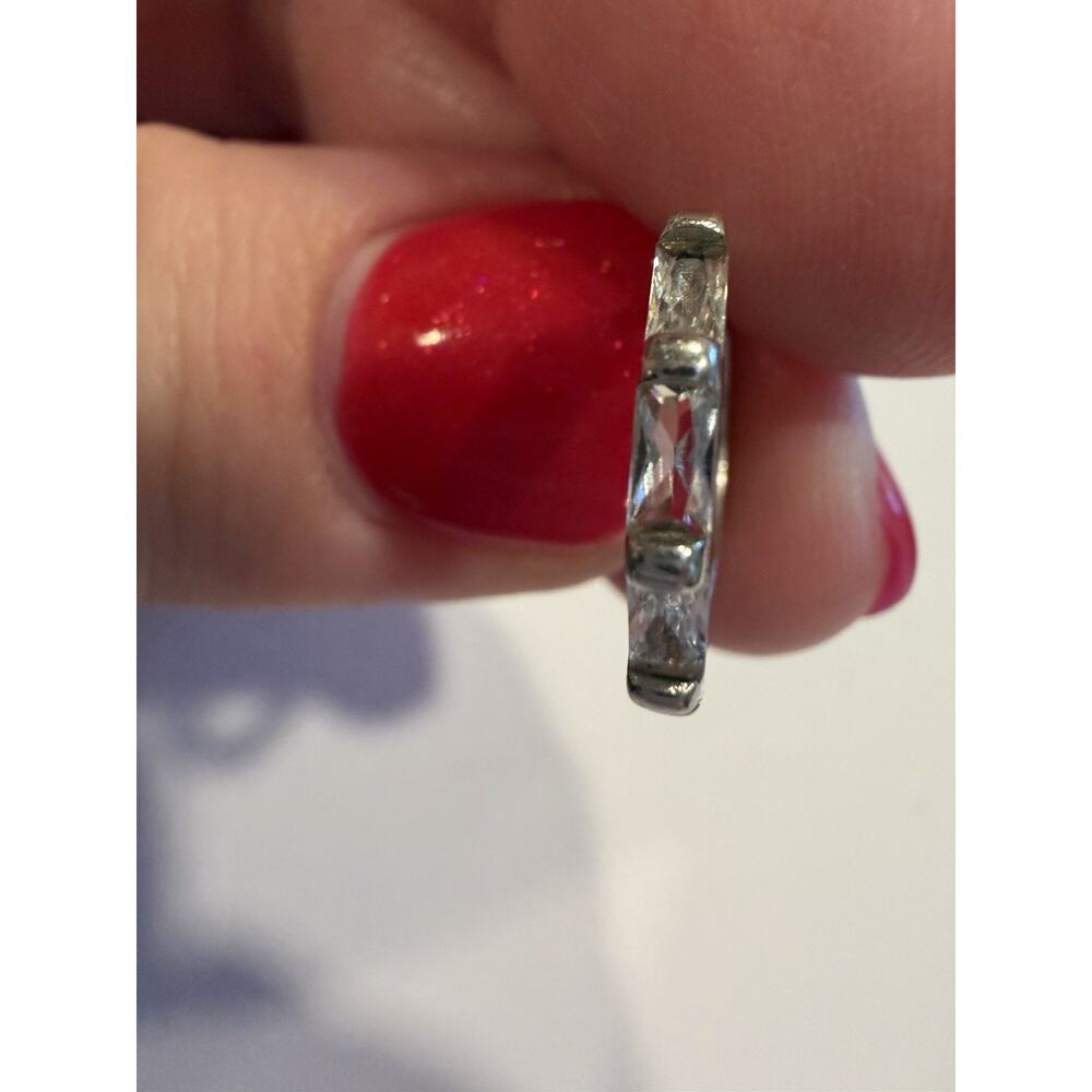 Sterling Single 925 Silver Huggie Hoop Earring with CZ Stones